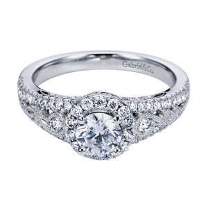 Gabriel - Marlena 14 Karat Round Halo Engagement Ring ER6553W44JJ