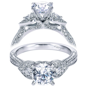 Taryn 14k White Gold Round 3 Stones Engagement Ring TE6947W44JJ