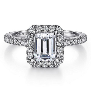 Gabriel 14 Karat White Gold Emerald Cut Diamond Engagement Ring ER7259E4W44JJ