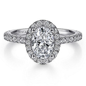 Gabriel 14 Karat White Gold Oval Diamond Engagement Ring ER7259O4W44JJ