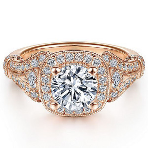 Gabriel 14 Karat Round Halo Engagement Ring ER7479K44JJ
