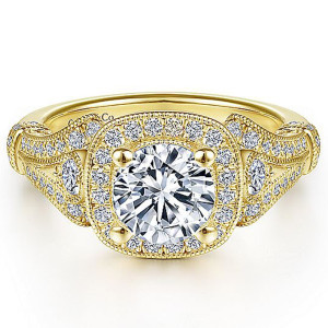 Gabriel 14 Karat Round Halo Engagement Ring ER7479Y44JJ