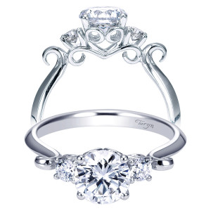 Taryn 14k White Gold Round 3 Stones Engagement Ring TE7737W44JJ