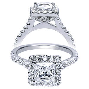 Taryn 14k White Gold Princess Cut Halo Engagement Ring TE7842W44JJ
