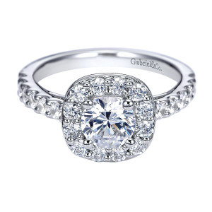 Gabriel - Skylar 14 Karat Round Halo Engagement Ring ER8267W44JJ