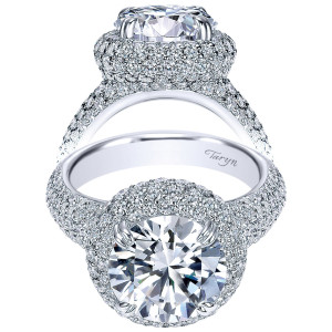 Taryn 18K White Gold Round Double Halo Engagement Ring TE8309W83JJ