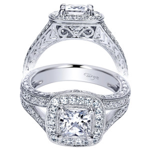 Taryn 14k White Gold Princess Cut Halo Engagement Ring TE8538W44JJ