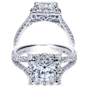 Taryn 14k White Gold Princess Cut Halo Engagement Ring TE8734W44JJ
