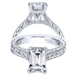 Taryn 14k White Gold Emerald Cut Straight Engagement Ring TE8810W44JJ