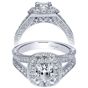 Taryn 14k White Gold Cushion Cut Halo Engagement Ring TE9037W44JJ