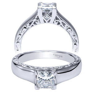 Taryn 14k White Gold Princess Cut Solitaire Engagement Ring TE9056W44JJ
