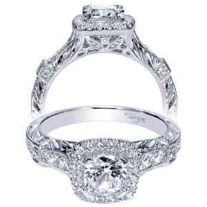 Taryn 14k White Gold Cushion Cut Halo Engagement Ring TE9093W44JJ
