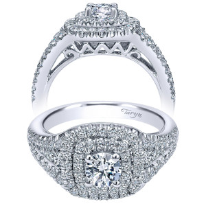 Taryn 14k White Gold Round Double Halo Engagement Ring TE910147W44JJ