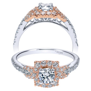 Taryn 14K White/Rose Round Halo Engagement Ring TE911594R0T44JJ