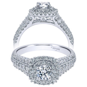 Taryn 14k White Gold Princess Cut Double Halo Engagement Ring TE911596R0W44JJ