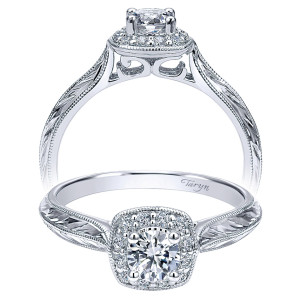 Taryn 14k White Gold Round Halo Engagement Ring TE911718R0W44JJ