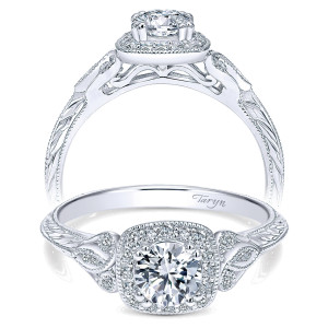 Taryn 14k White Gold Round Halo Engagement Ring TE911866R0W44JJ