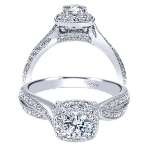 Taryn 14k White Gold Round Halo Engagement Ring TE911867R0W44JJ