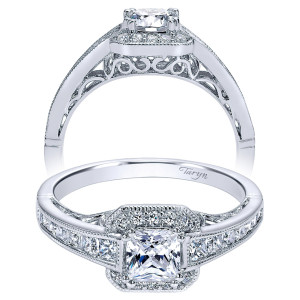 Taryn 14k White Gold Princess Cut Halo Engagement Ring TE911870S2W44JJ