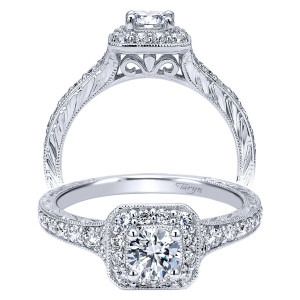 Taryn 14k White Gold Round Halo Engagement Ring TE911896R0W44JJ