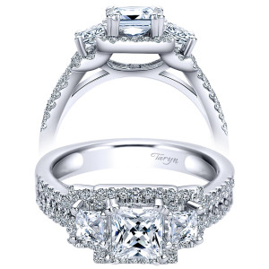 Taryn 14k White Gold Princess Cut Halo Engagement Ring TE9253W44JJ