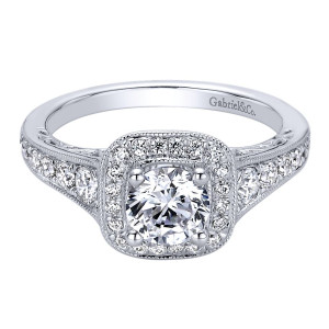 Gabriel - Florence 14 Karat Round Halo Engagement Ring ER9331W44JJ