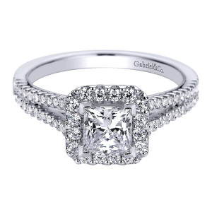 Gabriel - Savannah 14 Karat Princess Cut Halo Engagement Ring ER9402W44JJ