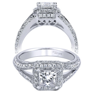 Taryn 14k White Gold Princess Cut Halo Engagement Ring TE9412W44JJ