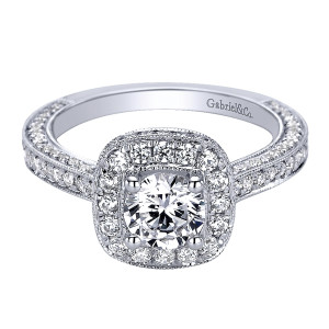 Gabriel 14 Karat Round Halo Engagement Ring ER9421W44JJ