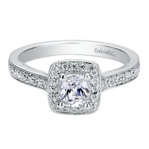 Gabriel 14 Karat Cushion Cut Halo Engagement Ring ER9505W44JJ