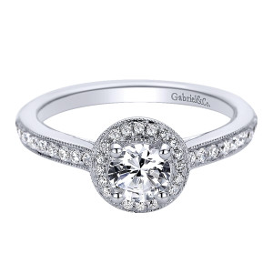 Gabriel - Corinne 14 Karat Round Halo Engagement Ring ER9510W44JJ