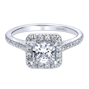 Gabriel - Adrienne 14 Karat Princess Cut Halo Engagement Ring ER9539W44JJ