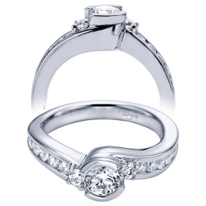 Taryn 14k White Gold Round 3 Stone Engagement Ring TE96049W44JJ