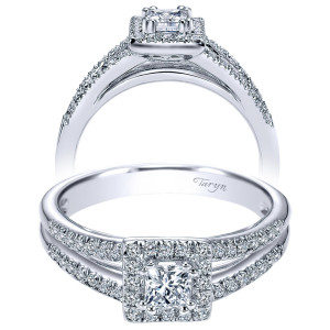 Taryn 14k White Gold Princess Cut Halo Engagement Ring TE96346W44JJ