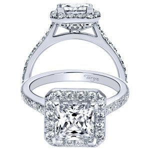 Taryn 14k White Gold Princess Cut Halo Engagement Ring TE9784W44JJ