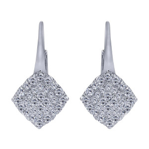 Gabriel Fashion 14 Karat Clustered Diamonds Leverback Earrings EG12174W45JJ