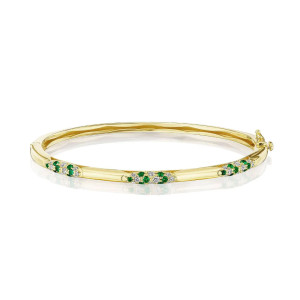 Tacori 18K Crescent Eclipse Pulse Diamond and Emerald Bangle FB668DEMY