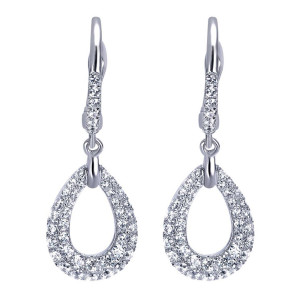 Gabriel Fashion 14 Karat Pave Drop Earrings EG11439W44JJ