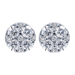 Gabriel Fashion 14 Karat Clustered Diamonds Stud Earrings EG11162W44JJ