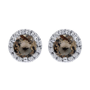 Gabriel Fashion 14 Karat Color Solitaire Stud Earrings EG12372W45SQ
