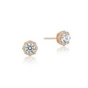 Tacori Art Deco Bloom Diamond Stud Earrings 18k FE804RD5PK