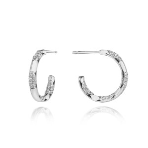 Tacori Diamond Hoop Earrings Pulse 20mm 18k FE818