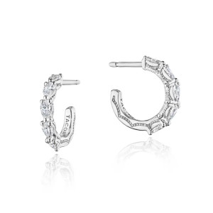 Tacori Stilla Small Hoop Earrings in 18k White Gold FE827
