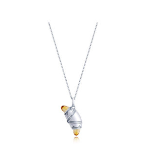 Tacori FN948CITFW18 14 Karat White Gold, full view of the crescent cookie pendant on a white gold cable chain with citrine tips