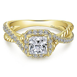 Gabriel 14 Karat Princess Cut Halo Engagement Ring ER12627S3Y44JJ