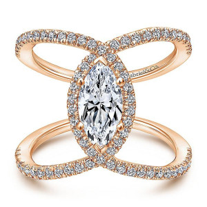 Gabriel 14 Karat Marquise Halo Engagement Ring ER12644M4K44JJ