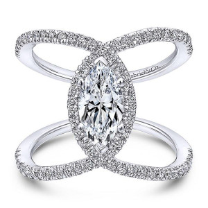 Gabriel Platinum Marquise Halo Engagement Ring ER12644M4PT4JJ