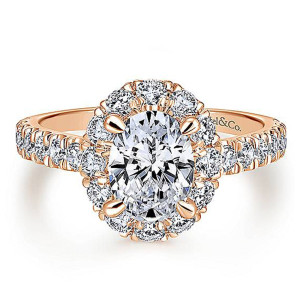 Gabriel 14 Karat Oval Halo Engagement Ring ER12647O4K44JJ