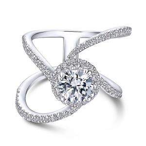 Gabriel 14 Karat Round Halo Engagement Ring ER13845R4W44JJ