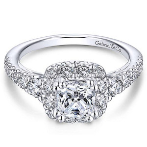Gabriel 14 Karat Cushion Cut Halo Engagement Ring ER13882C4W44JJ